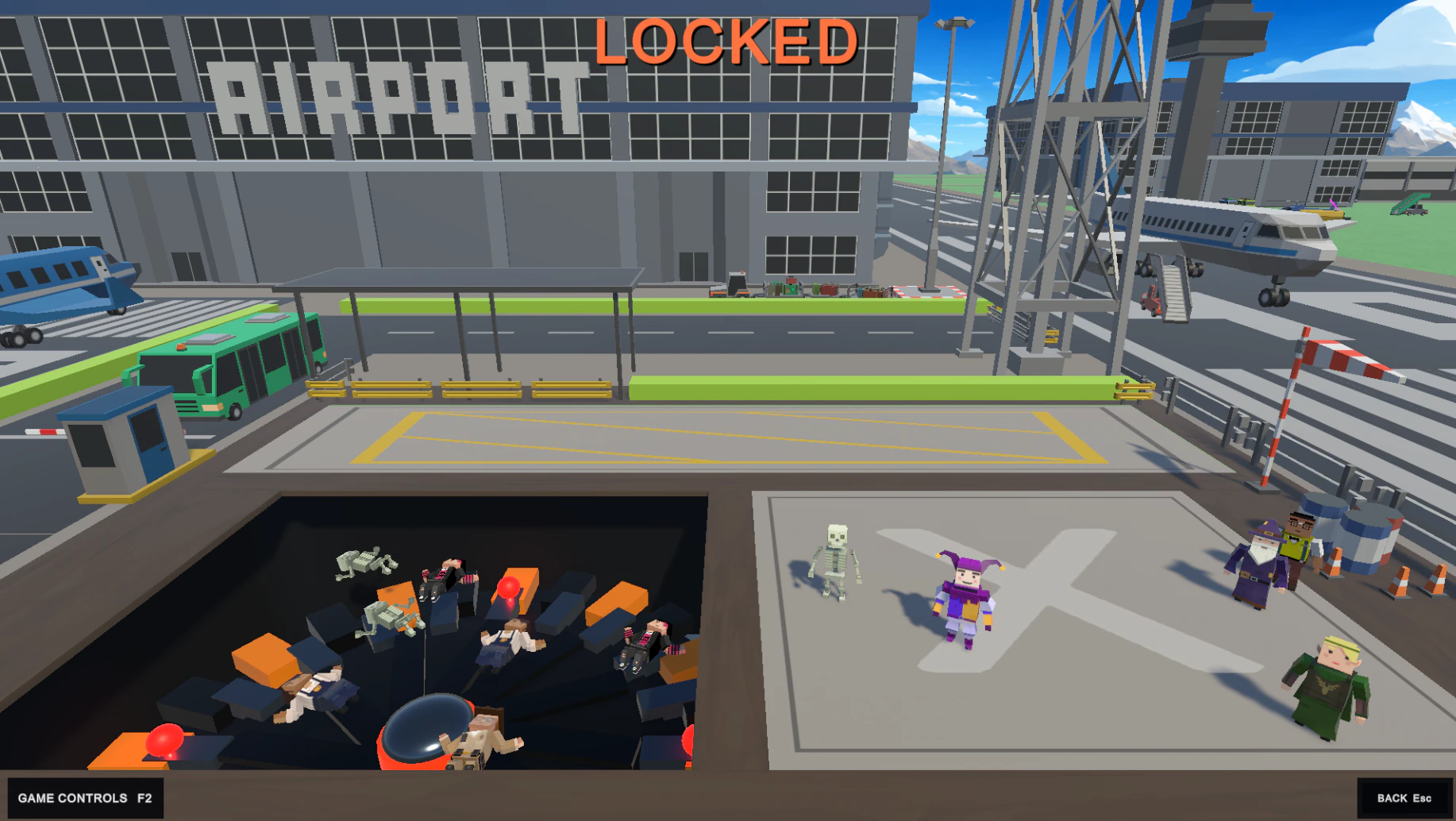 Contestants playing in the Floor Drop Airport arena